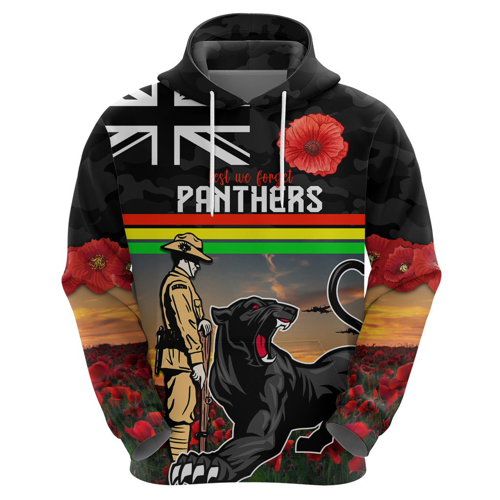 Custom Panthers Rugby ANZAC Day Hoodie Soldiers Poppy Field 2024 LT9 - Vibe Hoodie Shop