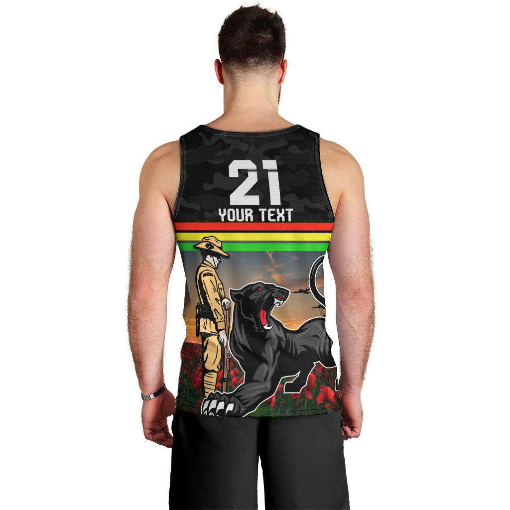Custom Panthers Rugby ANZAC Day Men Tank Top Soldiers Poppy Field 2024 - Vibe Hoodie Shop