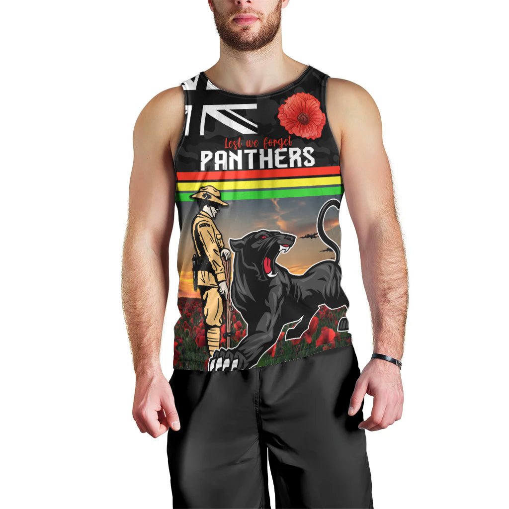Custom Panthers Rugby ANZAC Day Men Tank Top Soldiers Poppy Field 2024 - Vibe Hoodie Shop