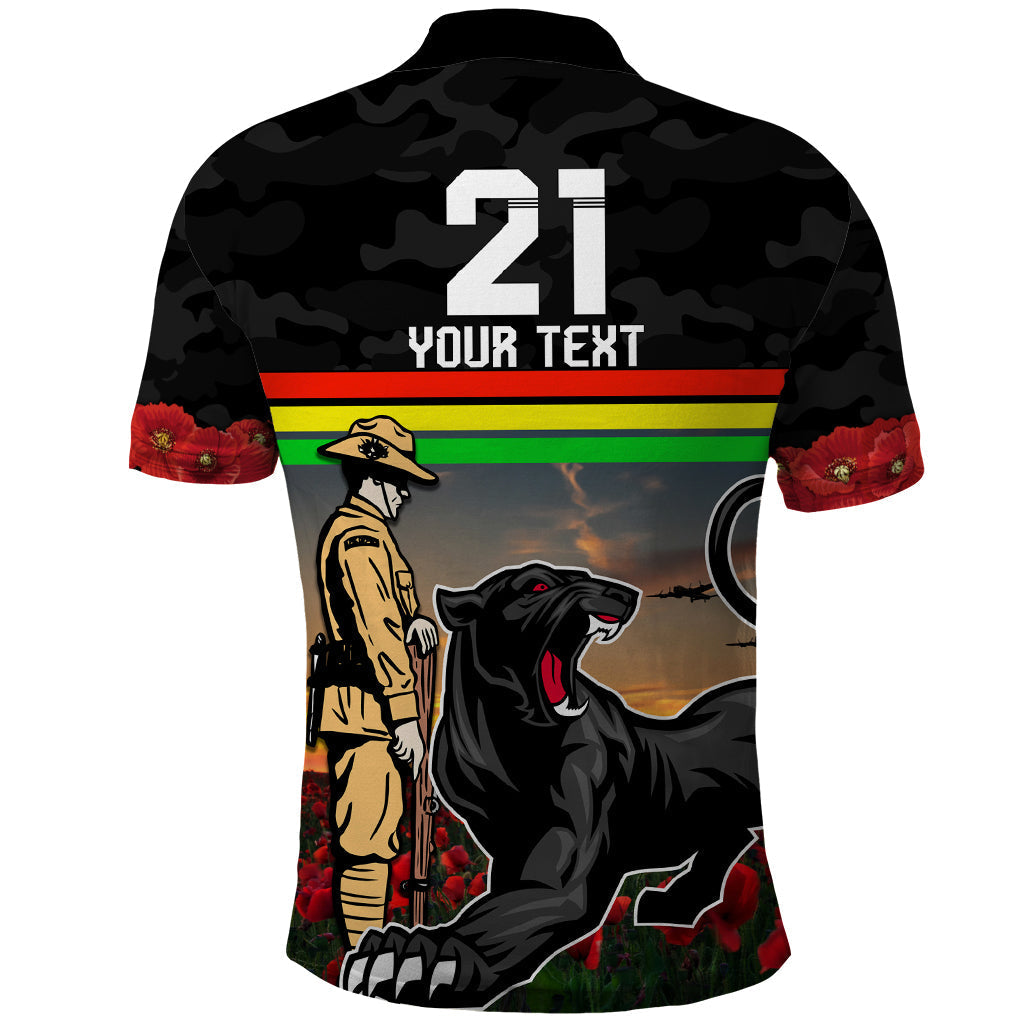 Custom Panthers Rugby ANZAC Day Polo Shirt Soldiers Poppy Field 2024 LT9 - Vibe Hoodie Shop