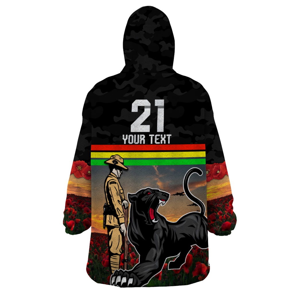 Custom Panthers Rugby ANZAC Day Wearable Blanket Hoodie Soldiers Poppy Field 2024 - Vibe Hoodie Shop