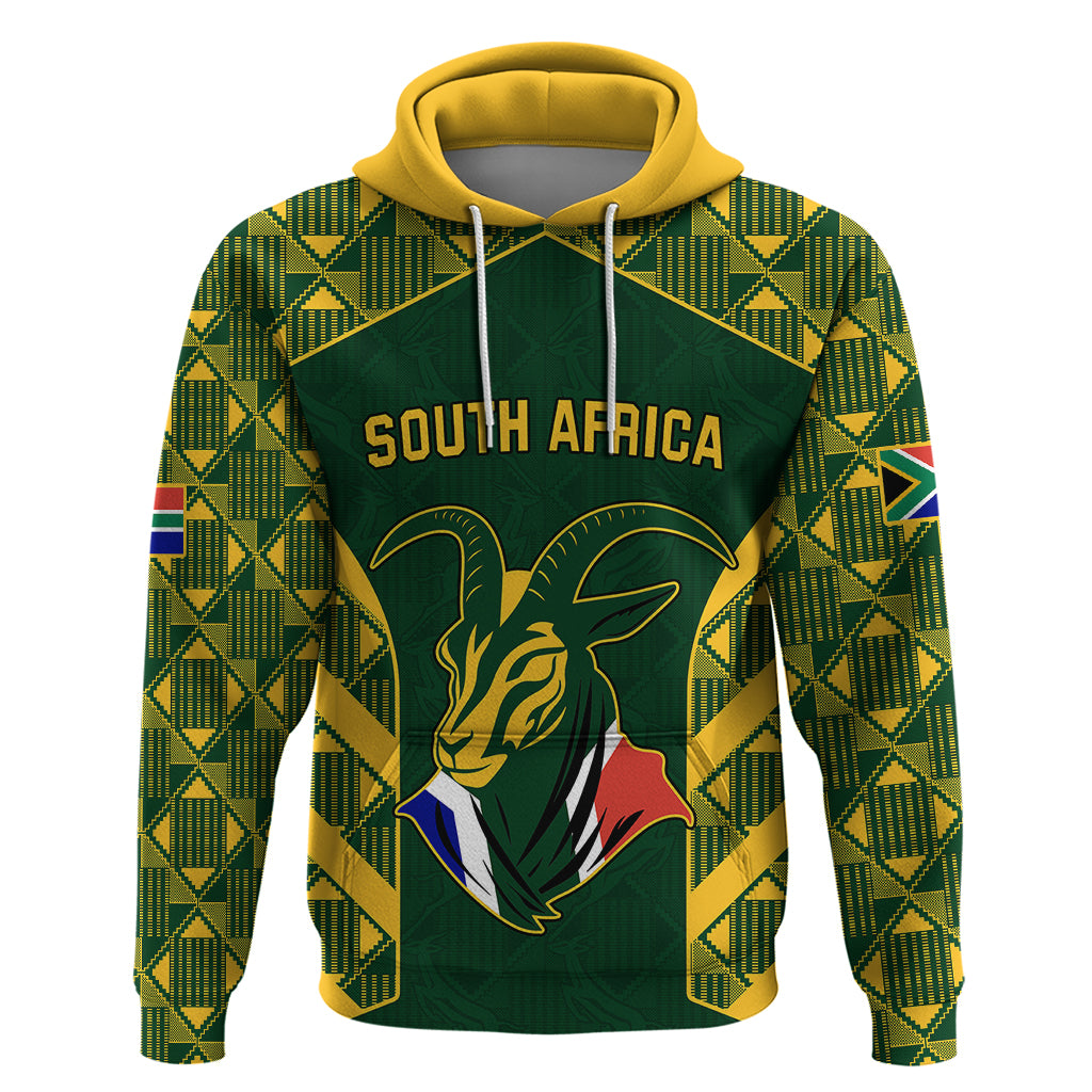 South Africa Rugby Hoodie Bokke Champions Kente Pattern LT9 - Vibe Hoodie Shop