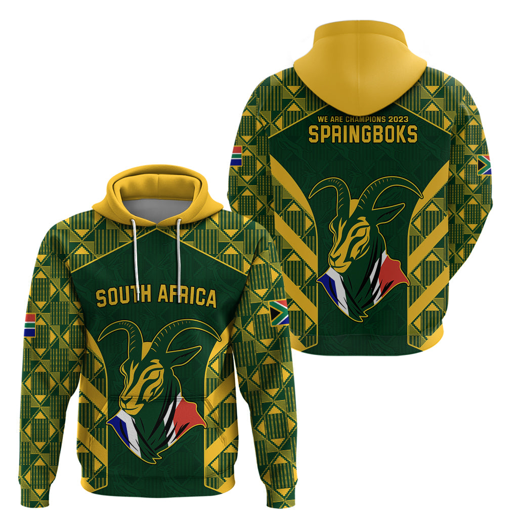 South Africa Rugby Hoodie Bokke Champions Kente Pattern LT9 - Vibe Hoodie Shop