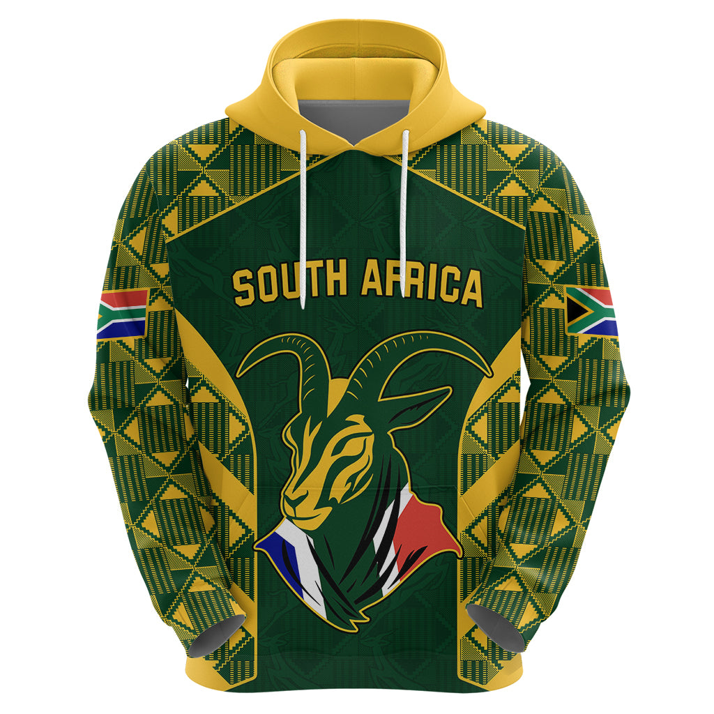 South Africa Rugby Hoodie Bokke Champions Kente Pattern LT9 - Vibe Hoodie Shop