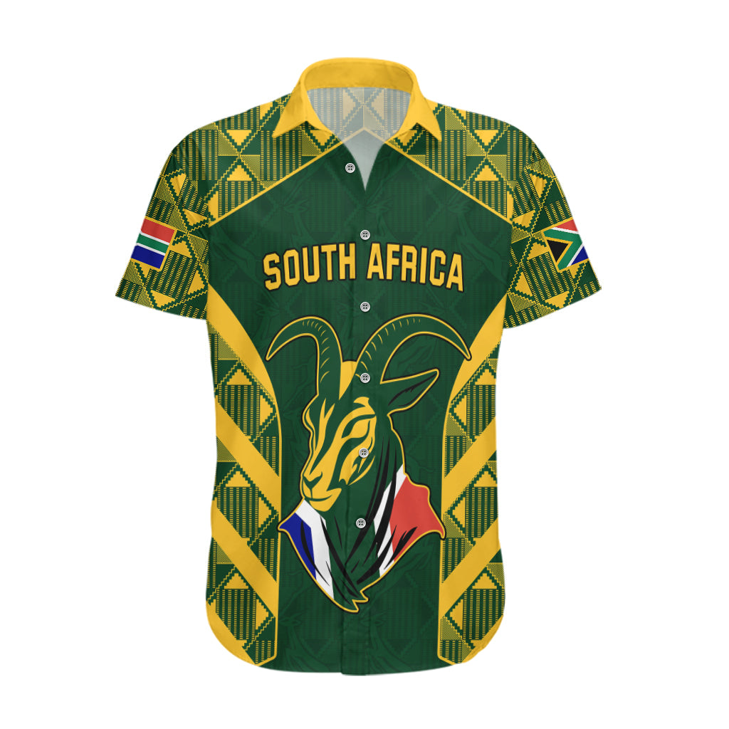 Custom South Africa Rugby Hawaiian Shirt Bokke Champions Kente Pattern - Vibe Hoodie Shop