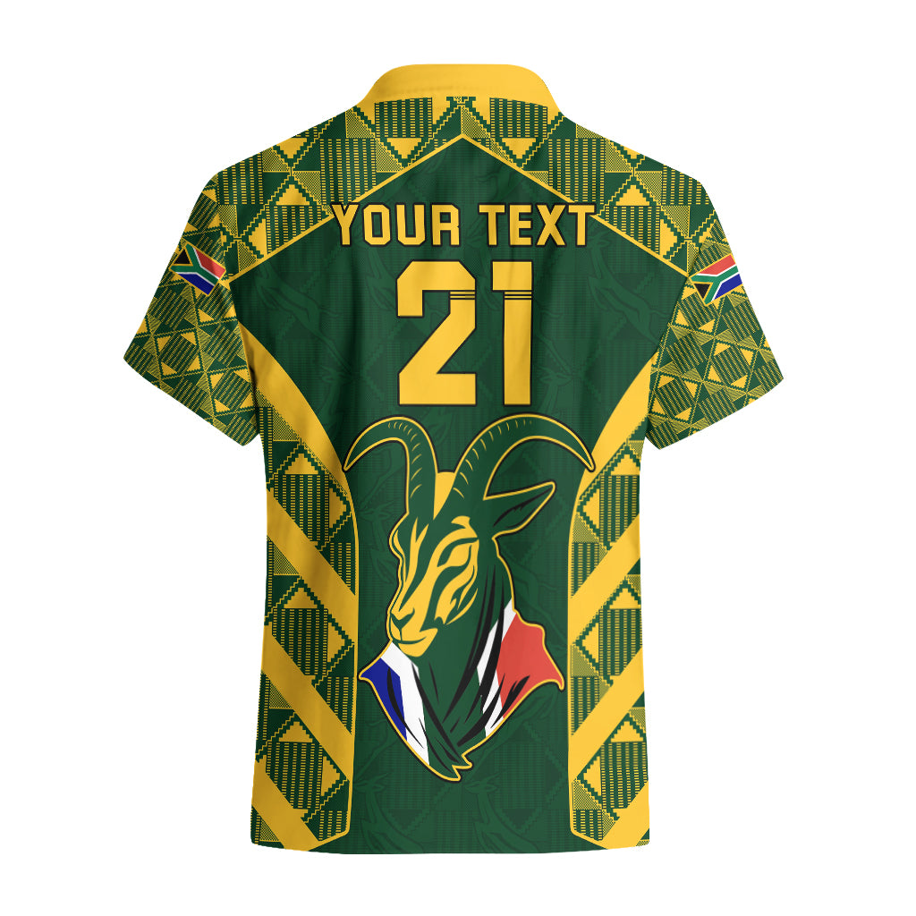 Custom South Africa Rugby Hawaiian Shirt Bokke Champions Kente Pattern - Vibe Hoodie Shop