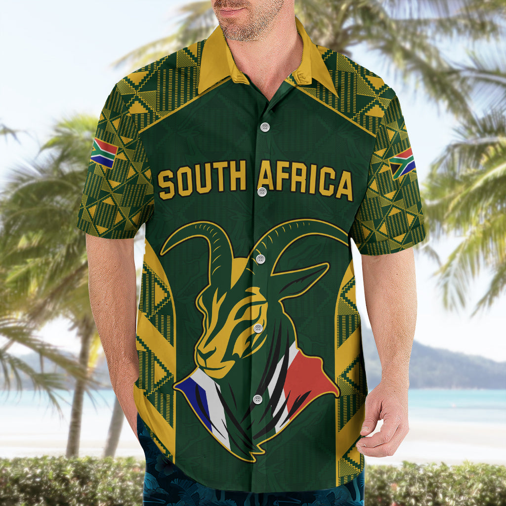 Custom South Africa Rugby Hawaiian Shirt Bokke Champions Kente Pattern - Vibe Hoodie Shop