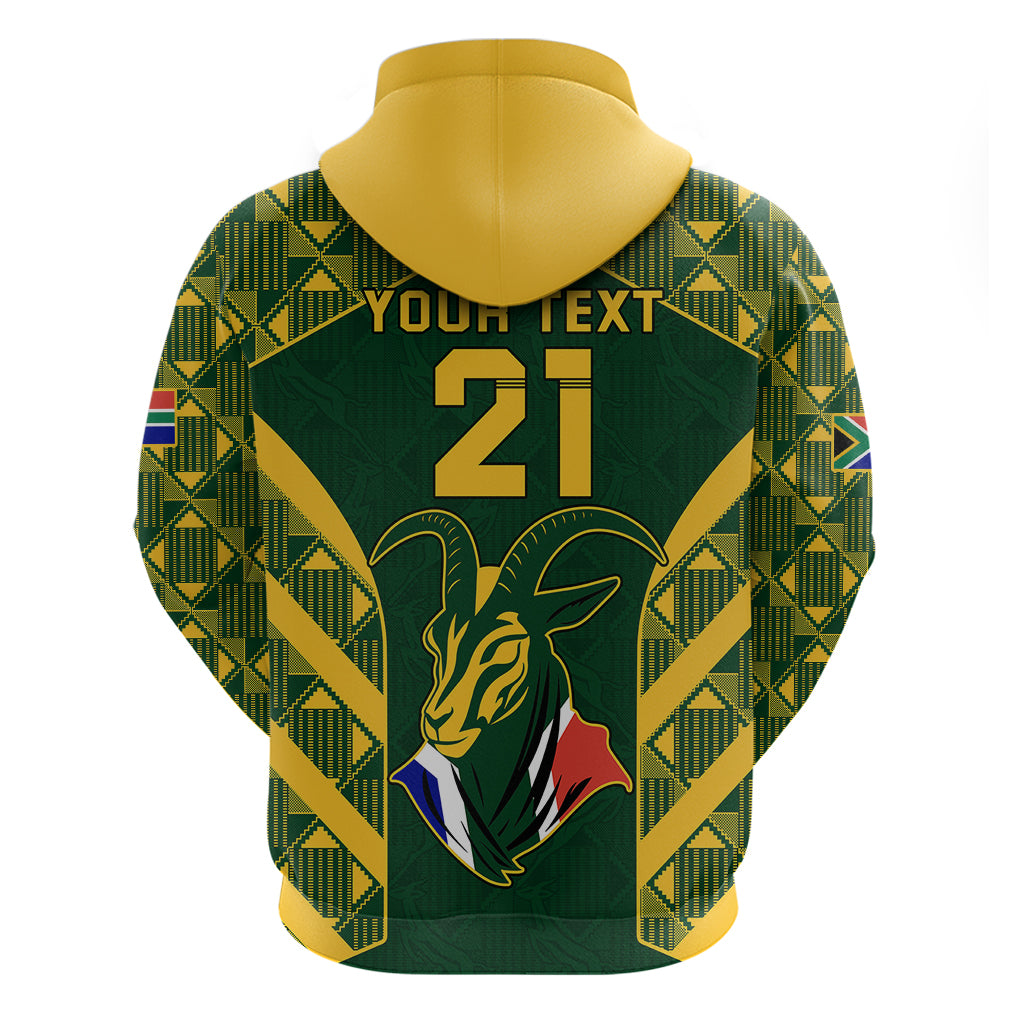 Custom South Africa Rugby Hoodie Bokke Champions Kente Pattern LT9 - Vibe Hoodie Shop