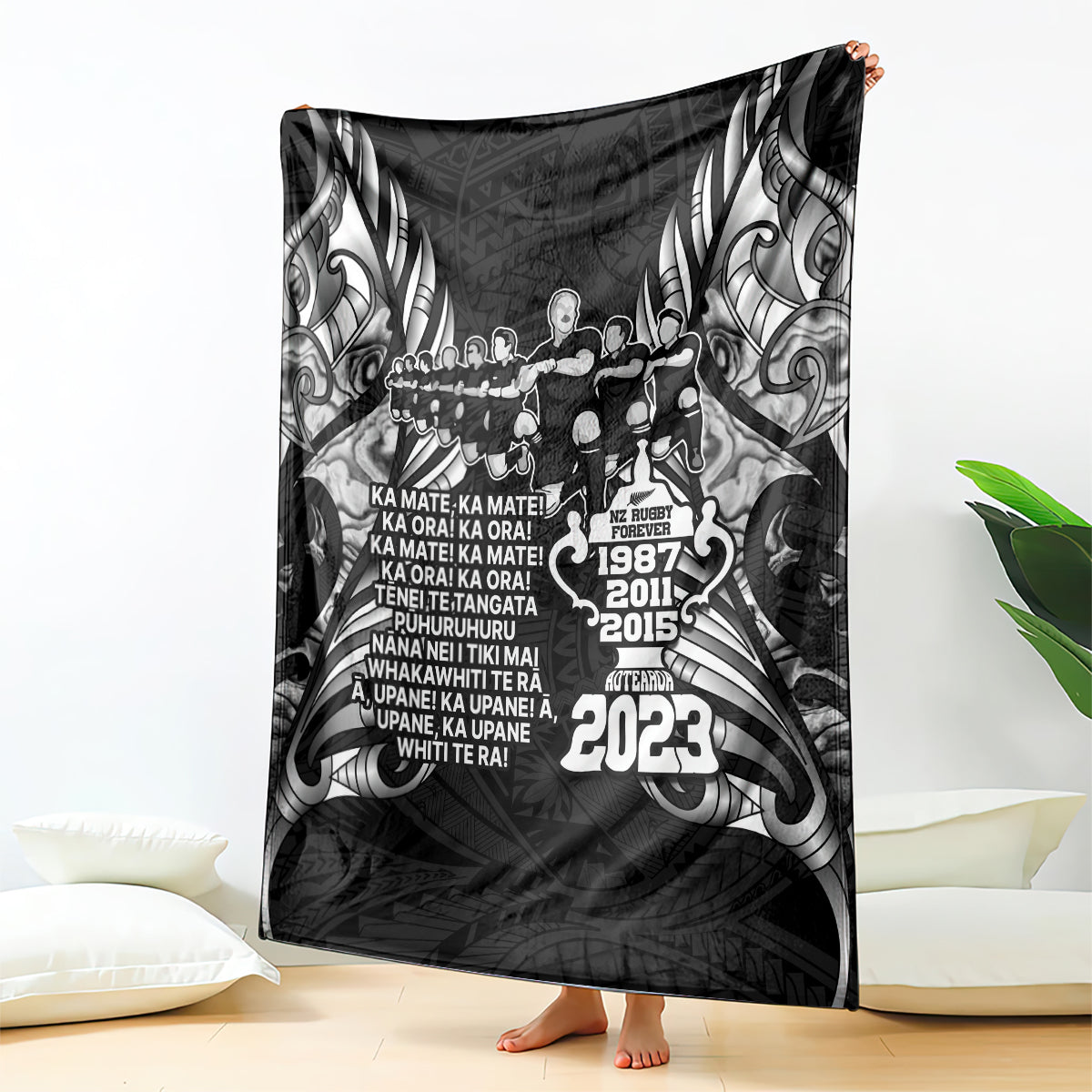 New Zealand Rugby Blanket Black Haka Dance With NZ Champions History - Vibe Hoodie Shop