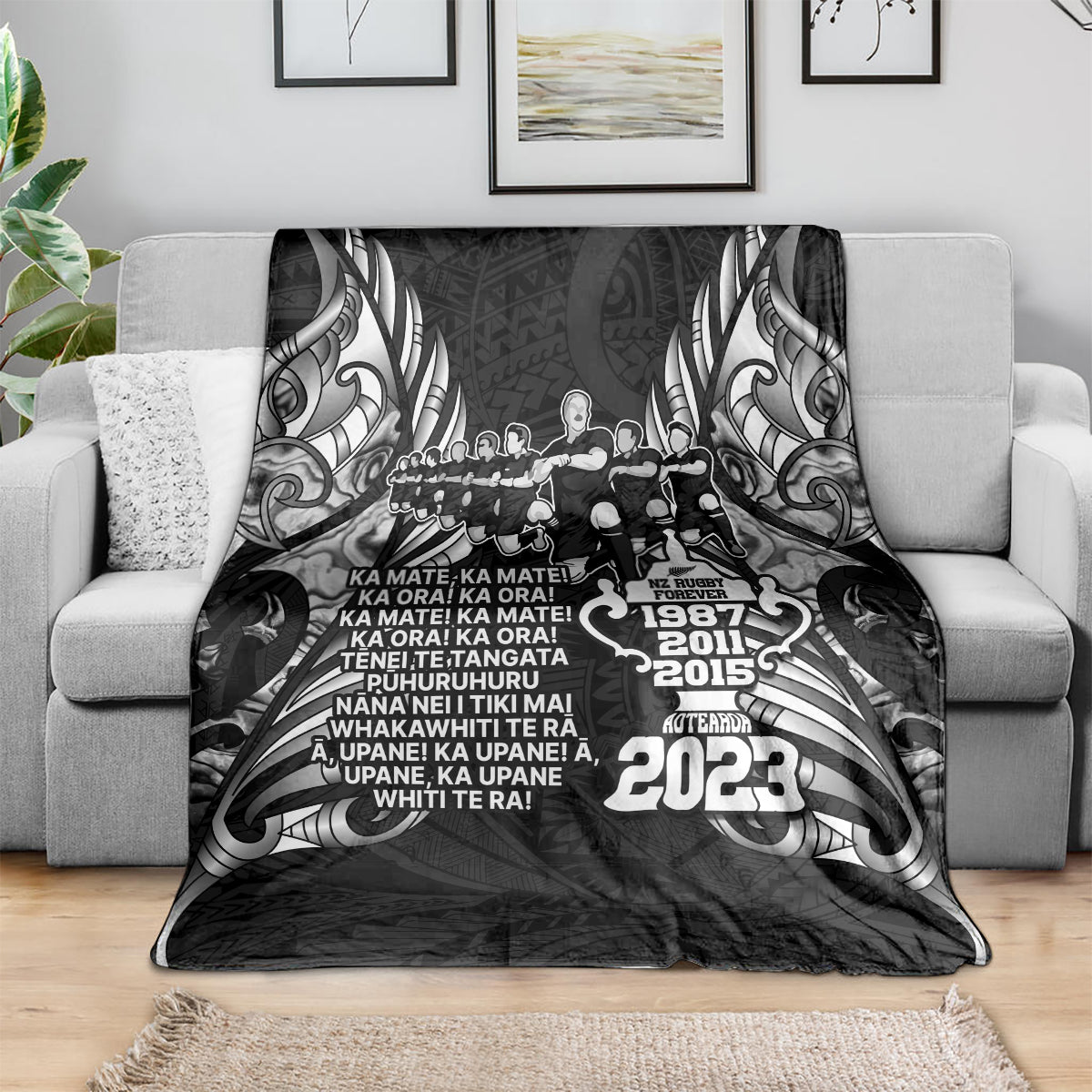 New Zealand Rugby Blanket Black Haka Dance With NZ Champions History - Vibe Hoodie Shop