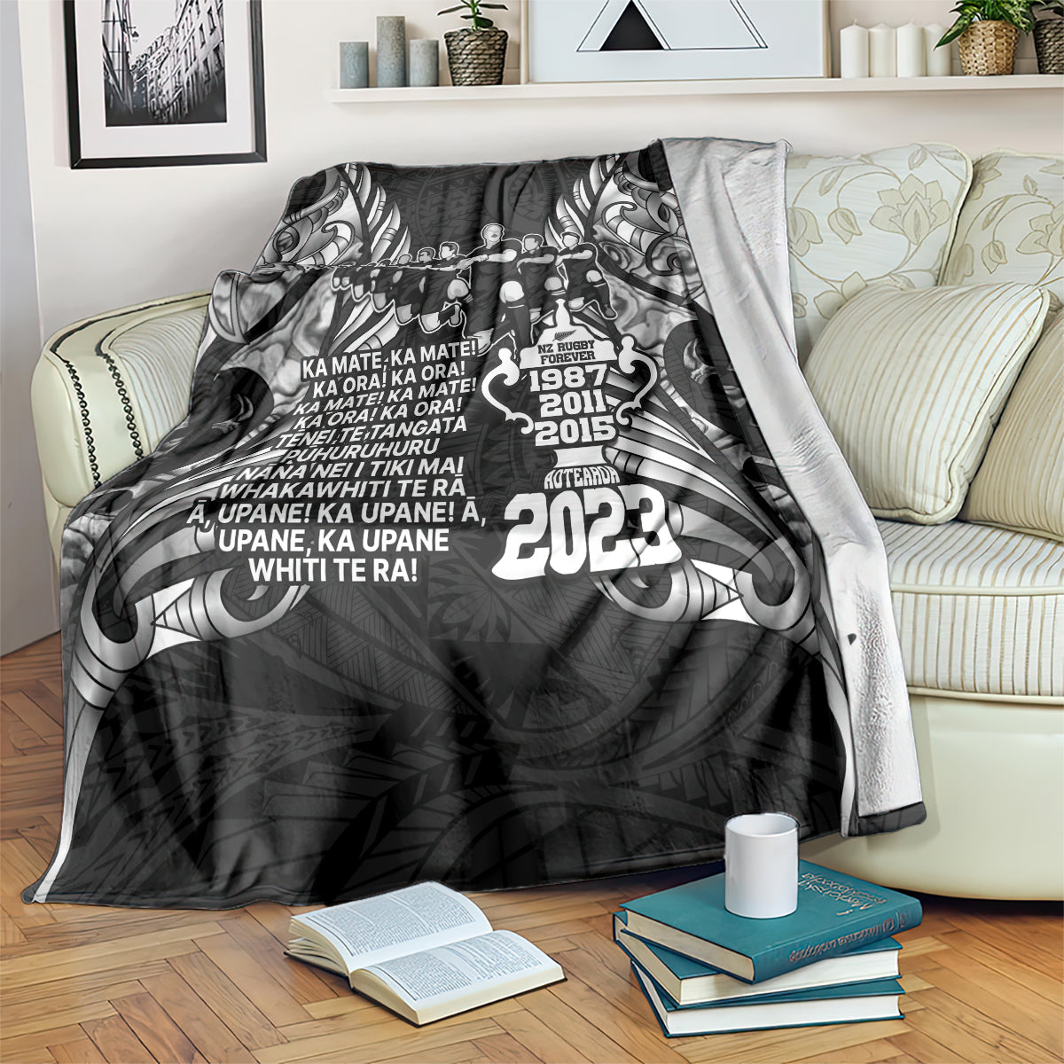 New Zealand Rugby Blanket Black Haka Dance With NZ Champions History - Vibe Hoodie Shop