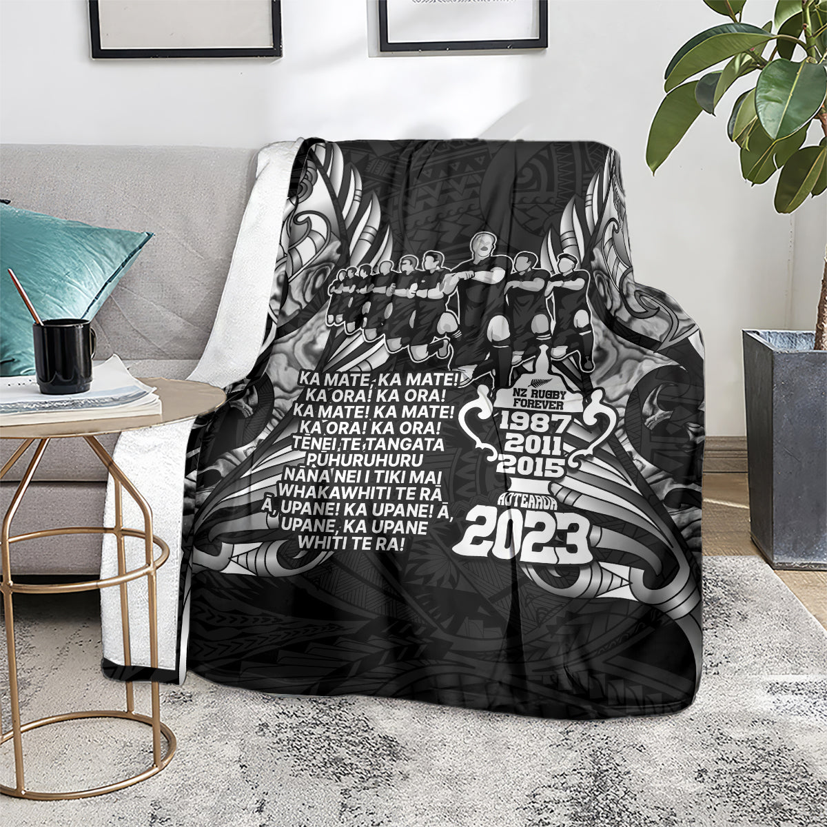 New Zealand Rugby Blanket Black Haka Dance With NZ Champions History - Vibe Hoodie Shop