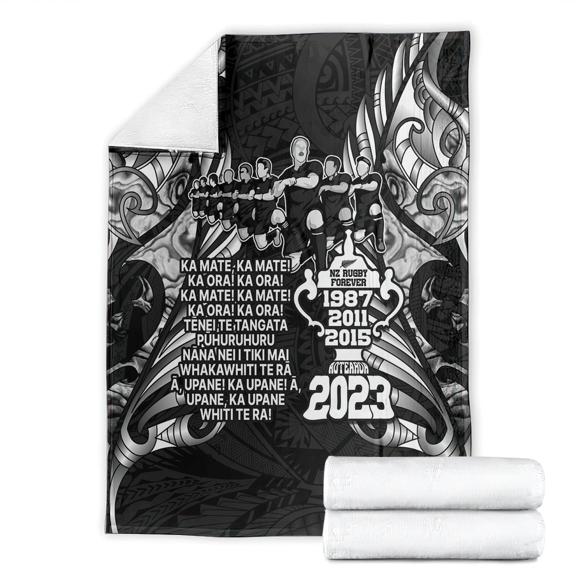 New Zealand Rugby Blanket Black Haka Dance With NZ Champions History - Vibe Hoodie Shop