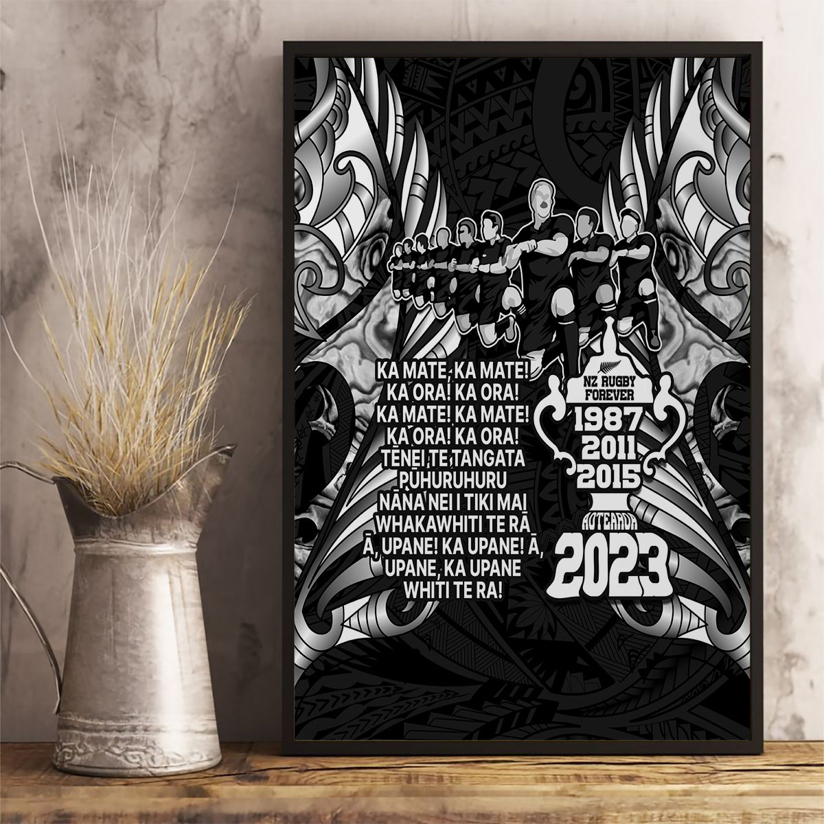 new-zealand-rugby-canvas-wall-art-black-haka-dance-with-nz-champions-history