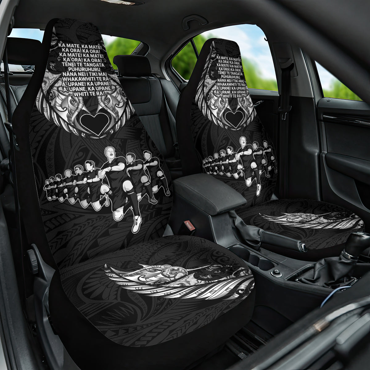 New Zealand Rugby Car Seat Cover Black Haka Dance With NZ Champions History - Vibe Hoodie Shop