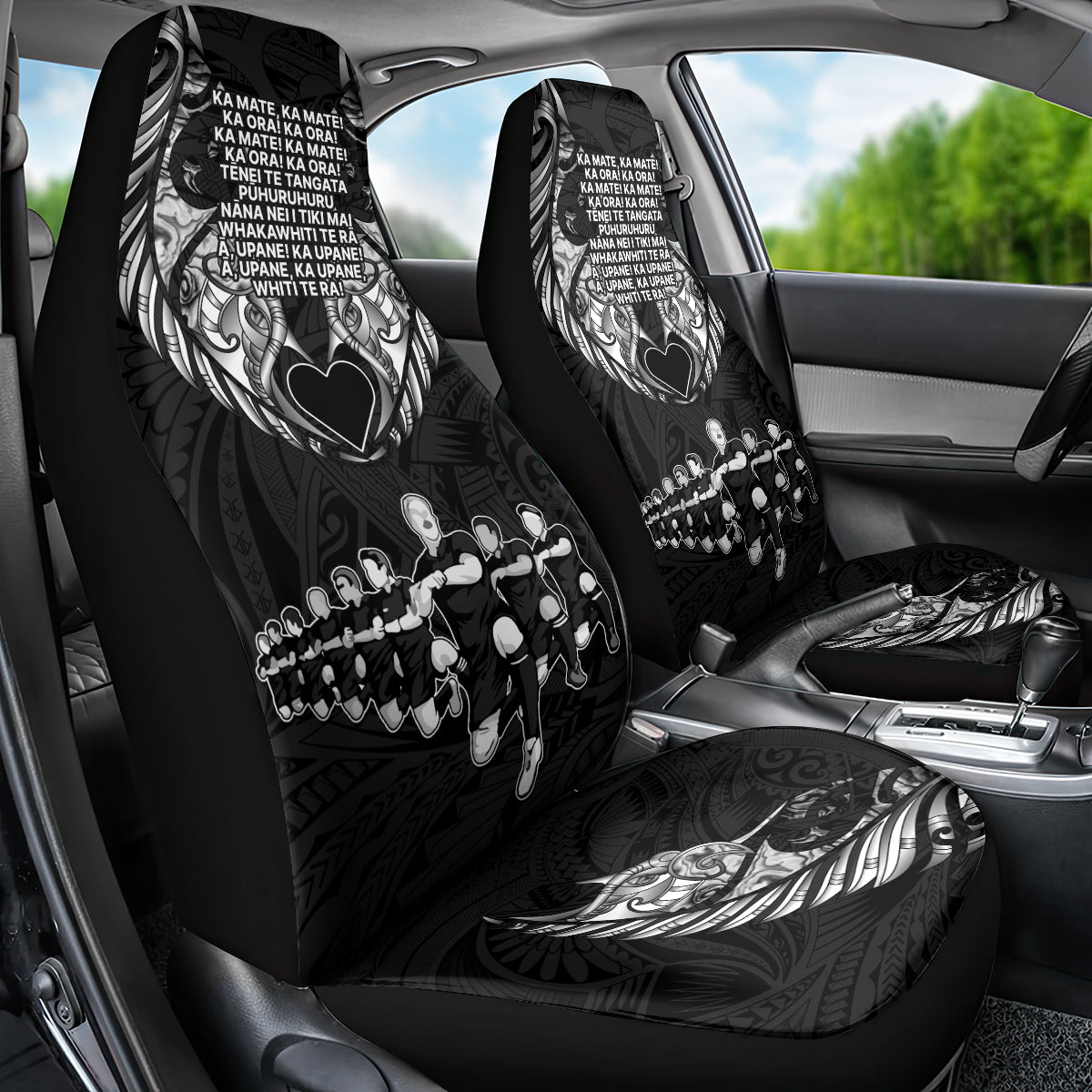 New Zealand Rugby Car Seat Cover Black Haka Dance With NZ Champions History - Vibe Hoodie Shop