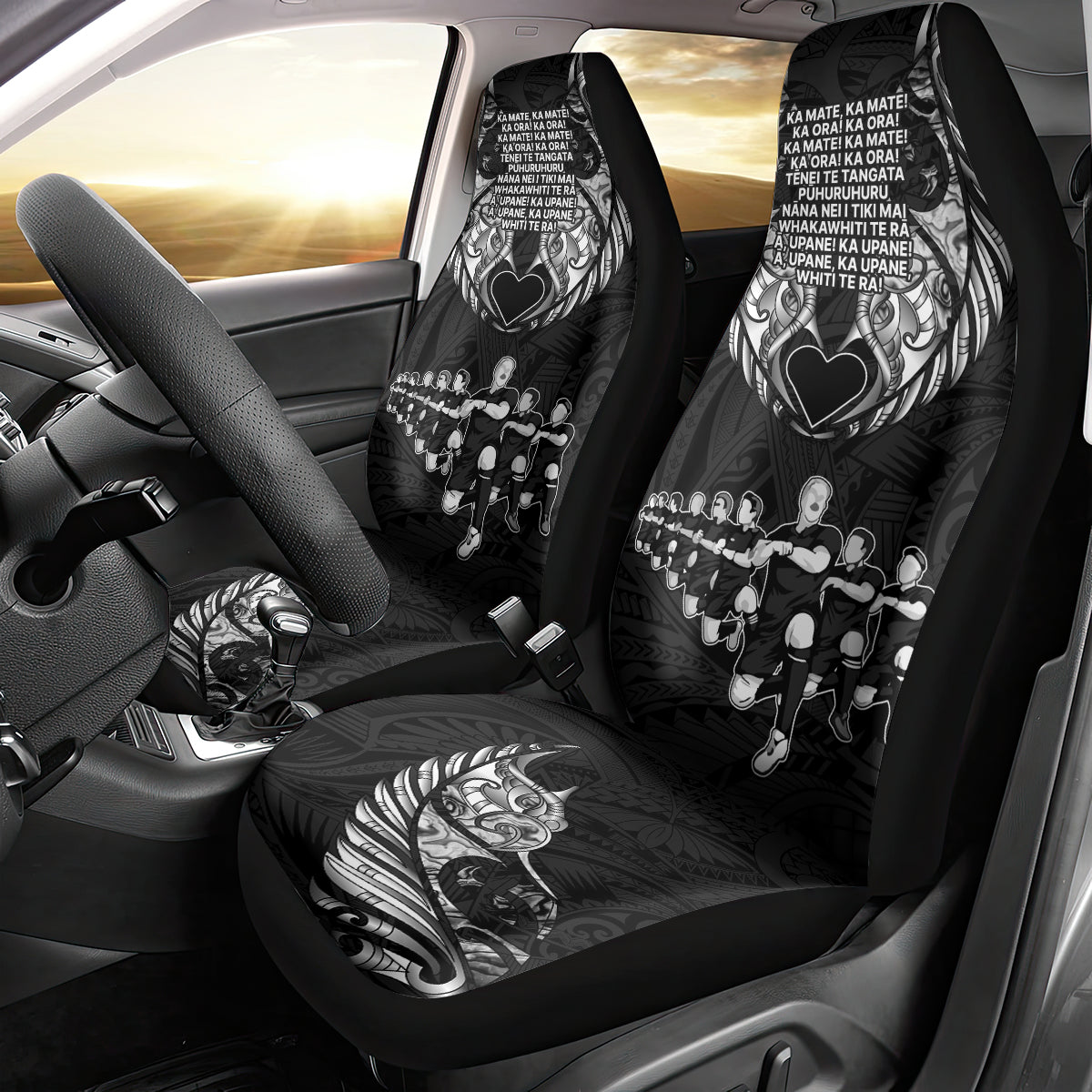 New Zealand Rugby Car Seat Cover Black Haka Dance With NZ Champions History - Vibe Hoodie Shop