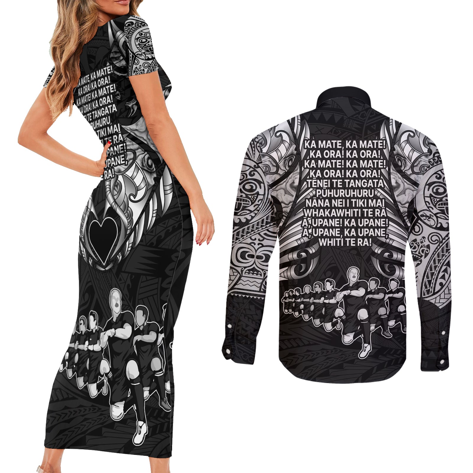 new-zealand-rugby-couples-matching-short-sleeve-bodycon-dress-and-long-sleeve-button-shirt-black-haka-dance-with-nz-champions-history