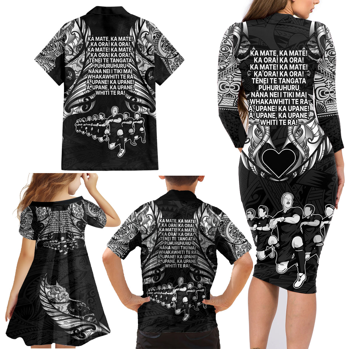 new-zealand-rugby-family-matching-long-sleeve-bodycon-dress-and-hawaiian-shirt-black-haka-dance-with-nz-champions-history
