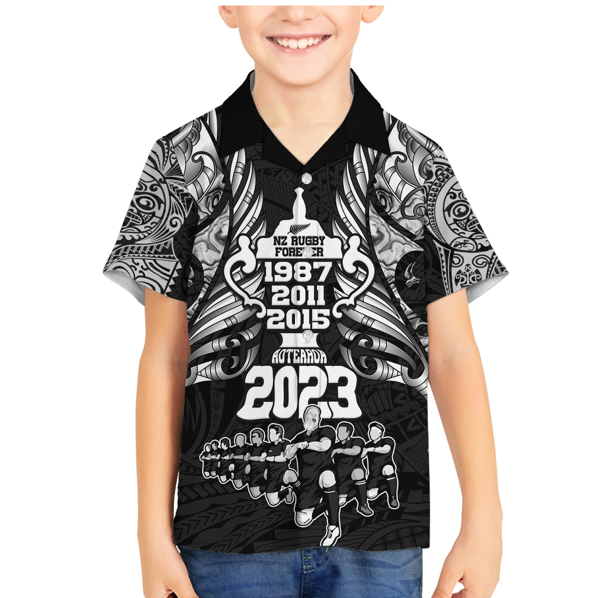 new-zealand-rugby-family-matching-mermaid-dress-and-hawaiian-shirt-black-haka-dance-with-nz-champions-history