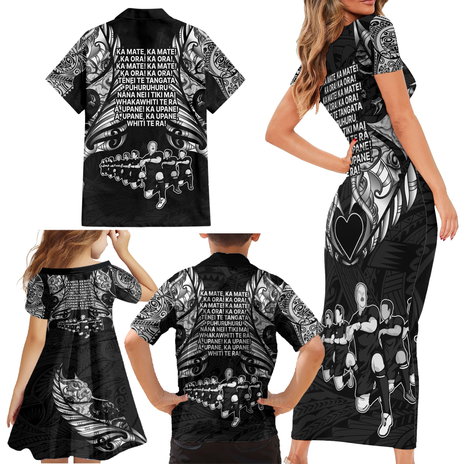 new-zealand-rugby-family-matching-short-sleeve-bodycon-dress-and-hawaiian-shirt-black-haka-dance-with-nz-champions-history