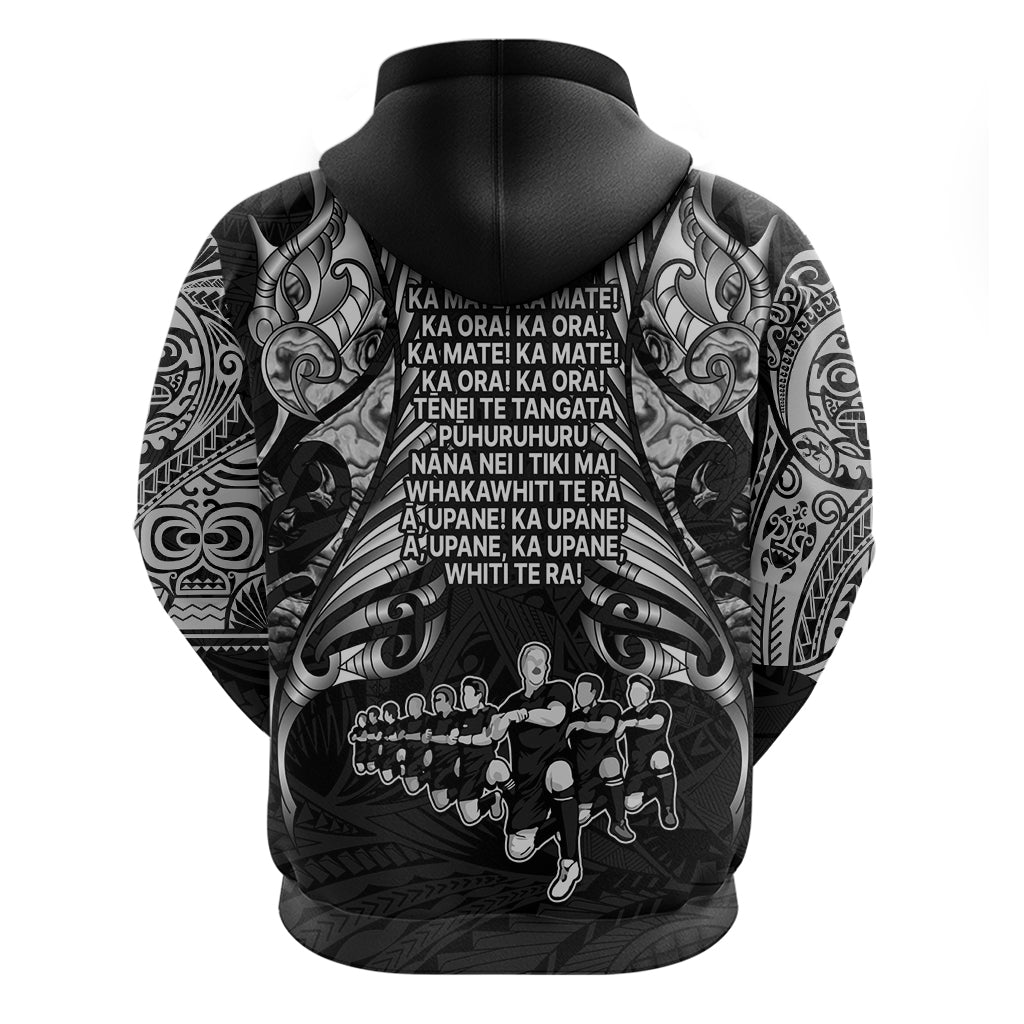 New Zealand Rugby Hoodie Black Haka Dance With NZ Champions History LT9 - Vibe Hoodie Shop