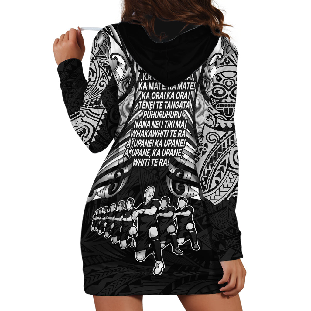 New Zealand Rugby Hoodie Dress Black Haka Dance With NZ Champions History - Vibe Hoodie Shop