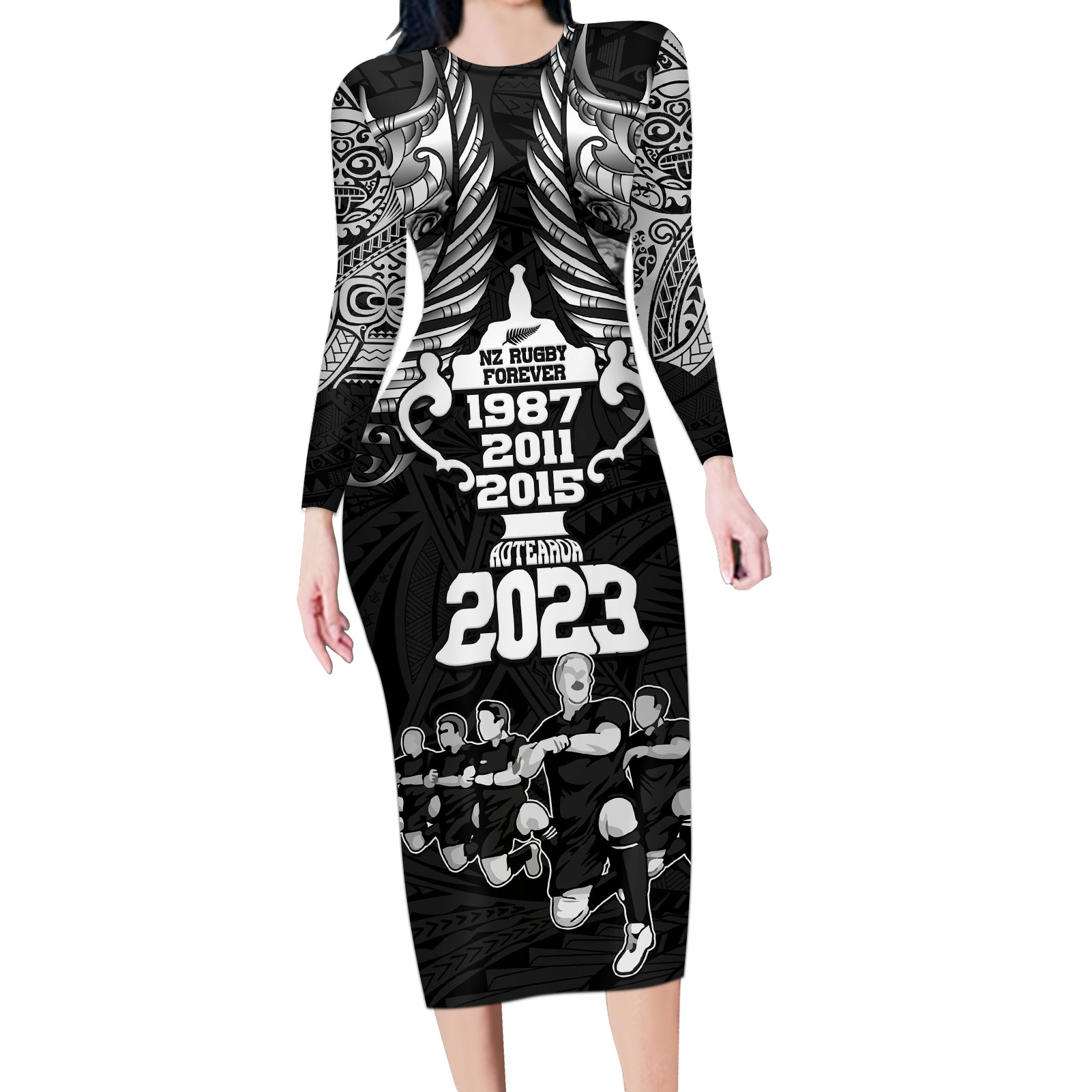 new-zealand-rugby-long-sleeve-bodycon-dress-black-haka-dance-with-nz-champions-history