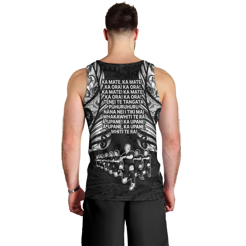 New Zealand Rugby Men Tank Top Black Haka Dance With NZ Champions History - Vibe Hoodie Shop