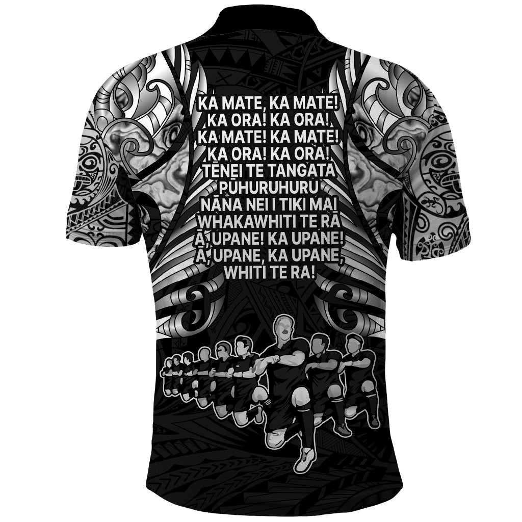 New Zealand Rugby Polo Shirt Black Haka Dance With NZ Champions History LT9 - Vibe Hoodie Shop