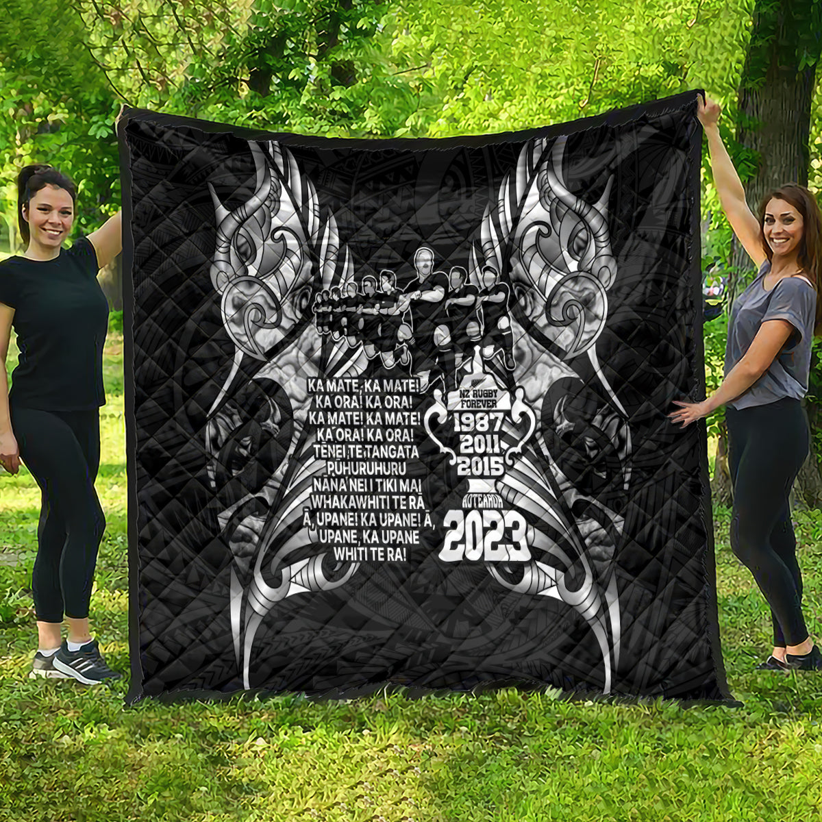 New Zealand Rugby Quilt Black Haka Dance With NZ Champions History - Vibe Hoodie Shop