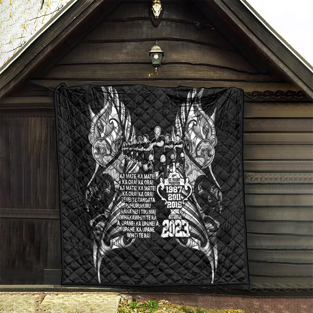 New Zealand Rugby Quilt Black Haka Dance With NZ Champions History - Vibe Hoodie Shop