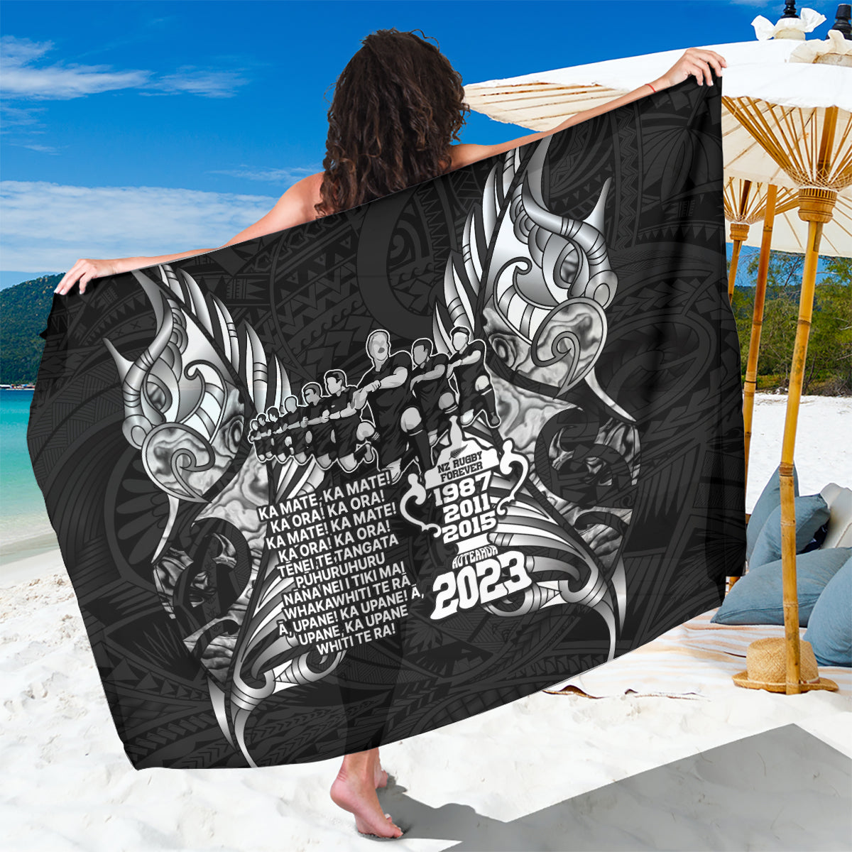 New Zealand Rugby Sarong Black Haka Dance With NZ Champions History - Vibe Hoodie Shop