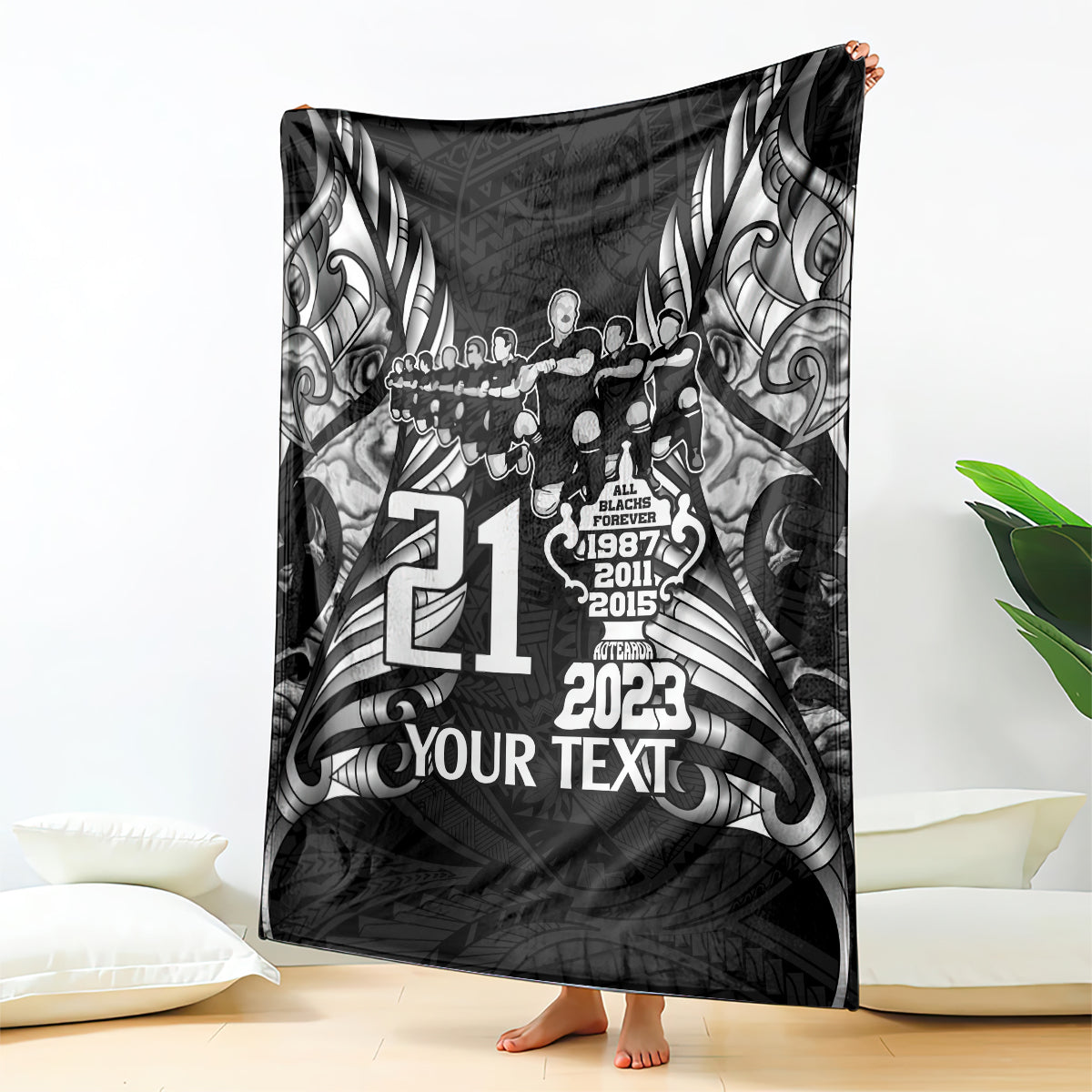 Custom New Zealand Rugby Blanket Black Haka Dance With NZ Champions History - Vibe Hoodie Shop