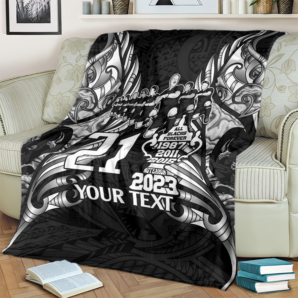 Custom New Zealand Rugby Blanket Black Haka Dance With NZ Champions History - Vibe Hoodie Shop