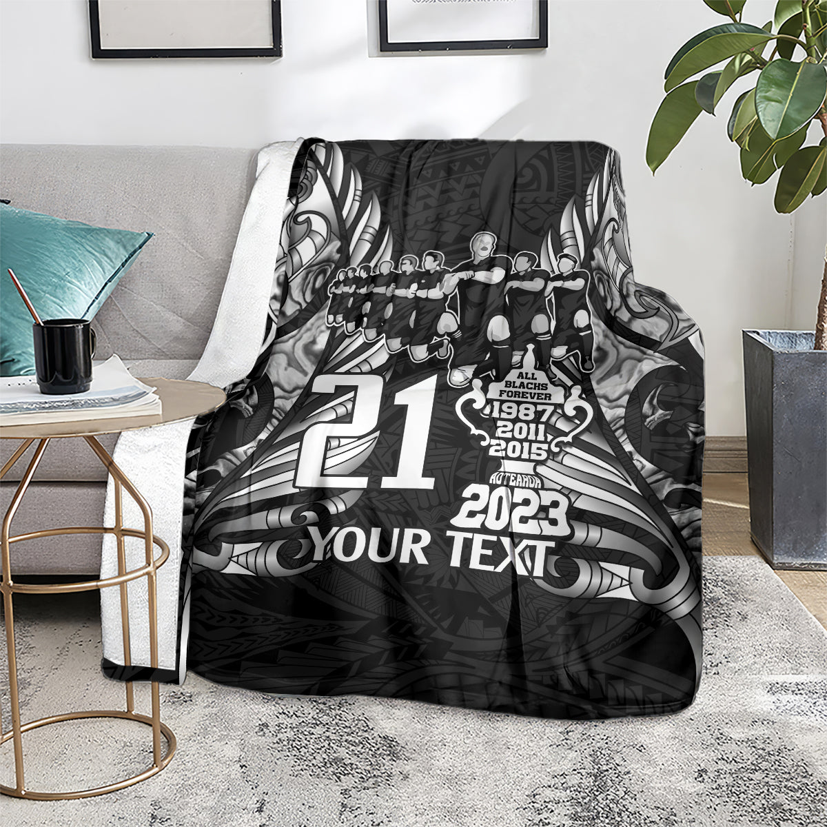 Custom New Zealand Rugby Blanket Black Haka Dance With NZ Champions History - Vibe Hoodie Shop