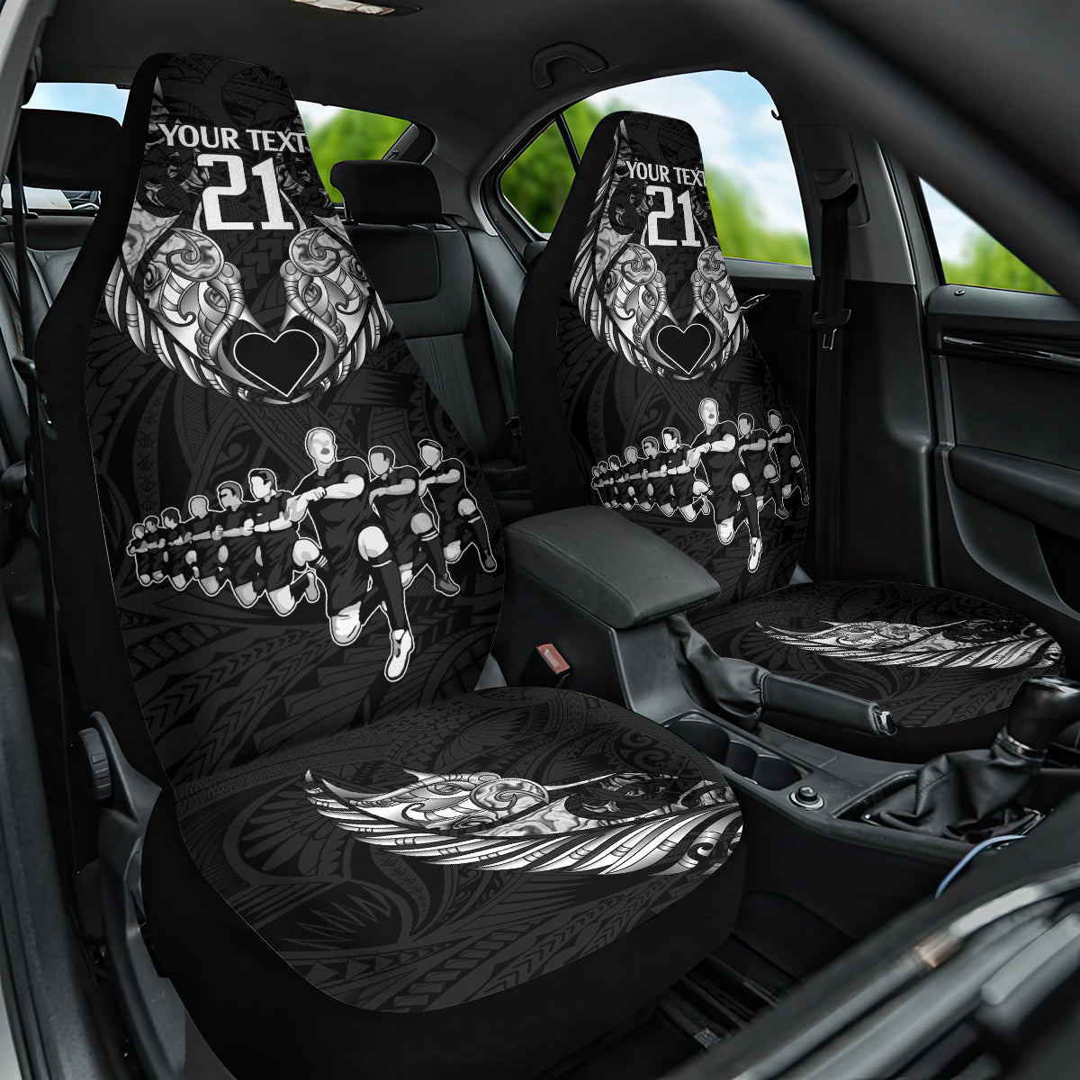 Custom New Zealand Rugby Car Seat Cover Black Haka Dance With NZ Champions History - Vibe Hoodie Shop