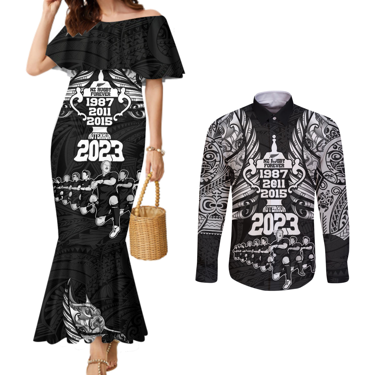 custom-new-zealand-rugby-couples-matching-mermaid-dress-and-long-sleeve-button-shirt-black-haka-dance-with-nz-champions-history