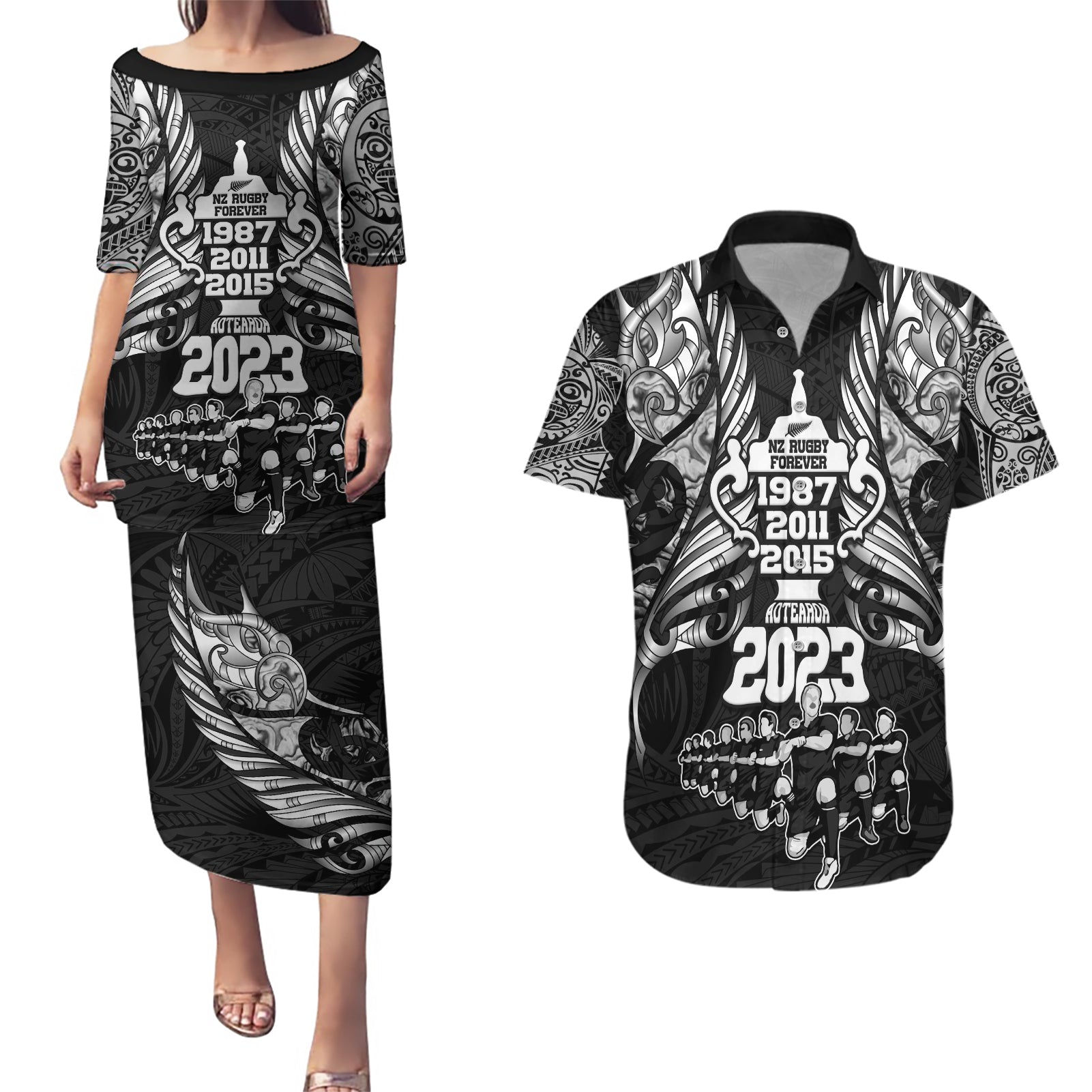 custom-new-zealand-rugby-couples-matching-puletasi-dress-and-hawaiian-shirt-black-haka-dance-with-nz-champions-history