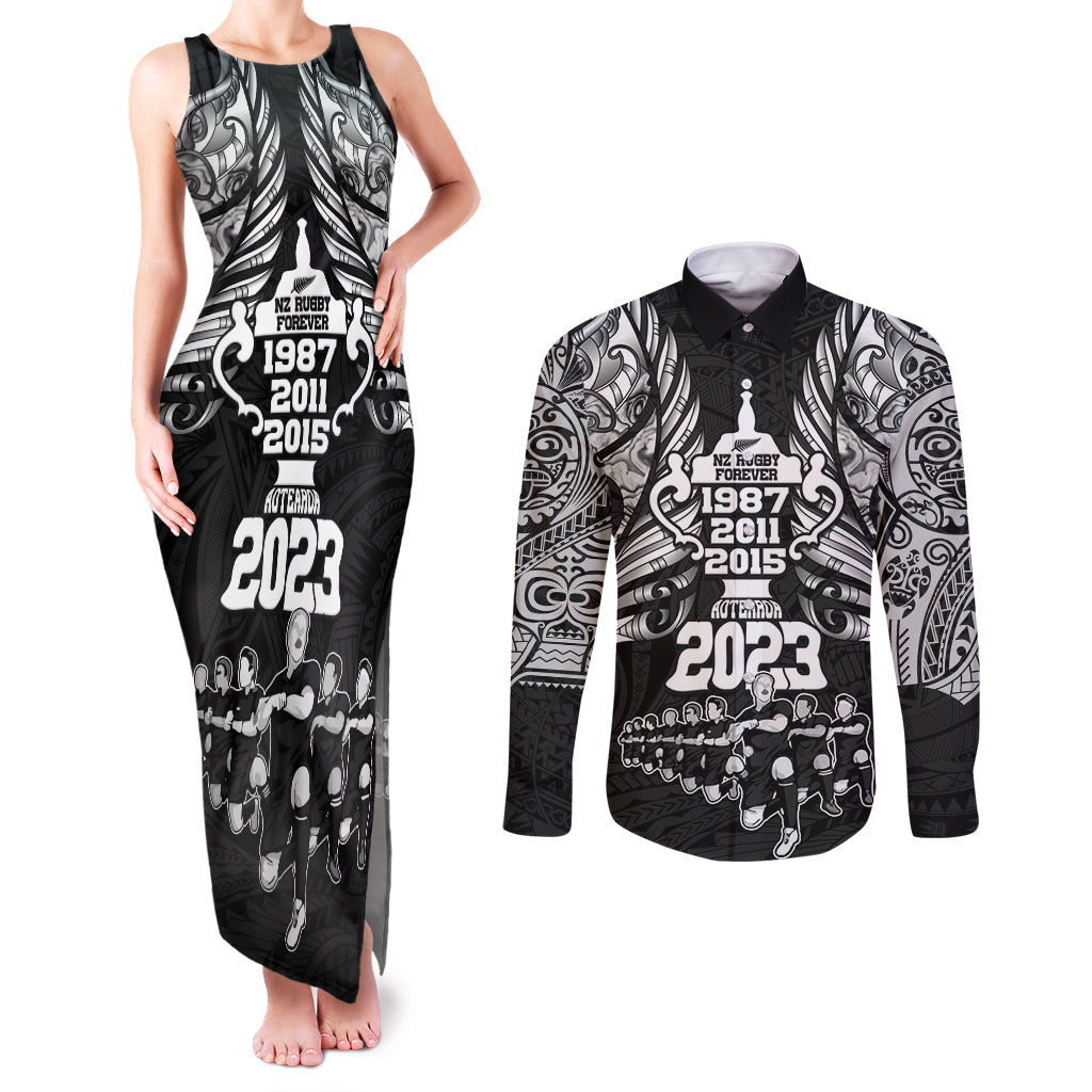 custom-new-zealand-rugby-couples-matching-tank-maxi-dress-and-long-sleeve-button-shirt-black-haka-dance-with-nz-champions-history