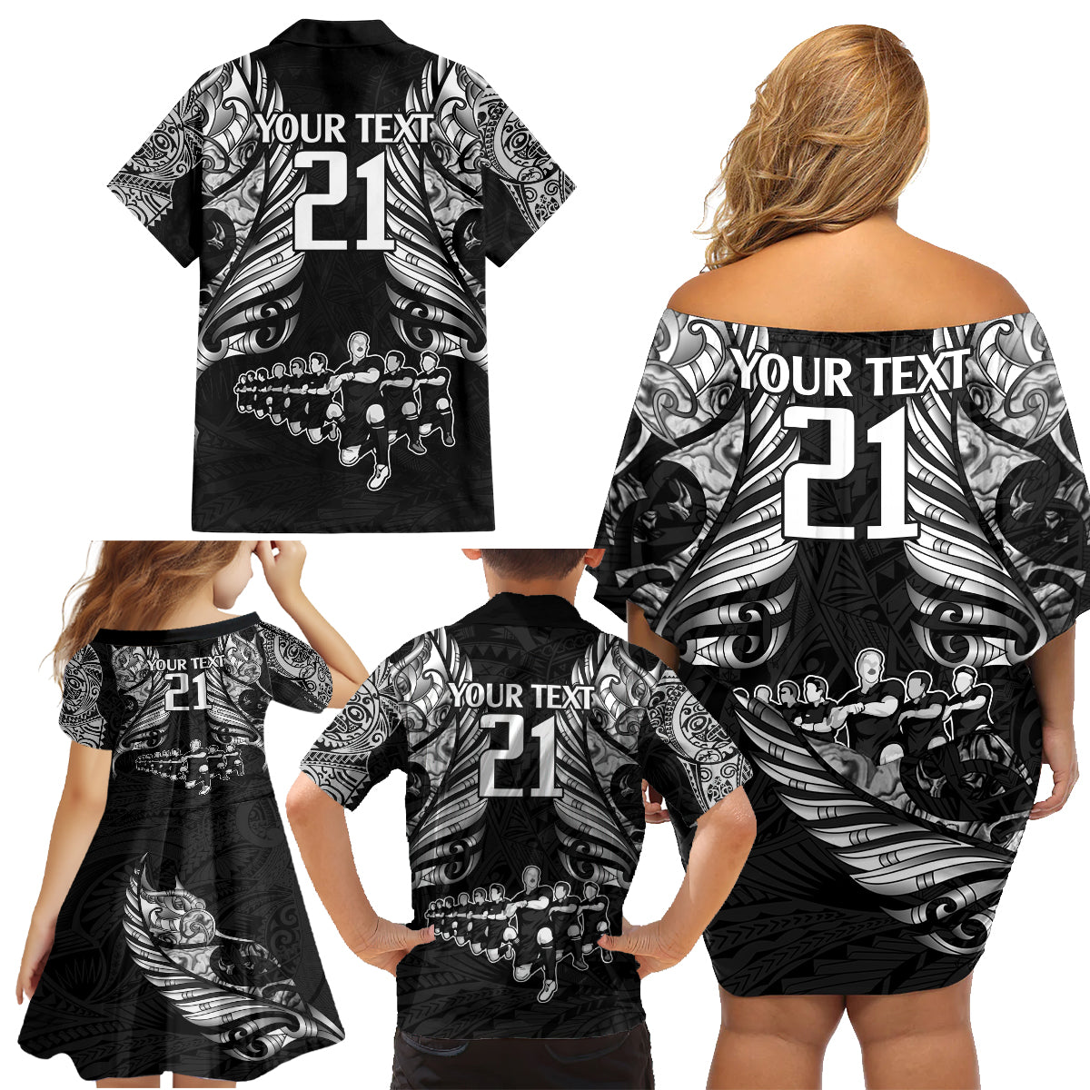 custom-new-zealand-rugby-family-matching-off-shoulder-short-dress-and-hawaiian-shirt-black-haka-dance-with-nz-champions-history