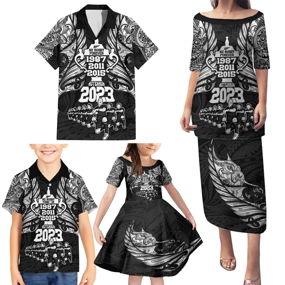 custom-new-zealand-rugby-family-matching-puletasi-dress-and-hawaiian-shirt-black-haka-dance-with-nz-champions-history