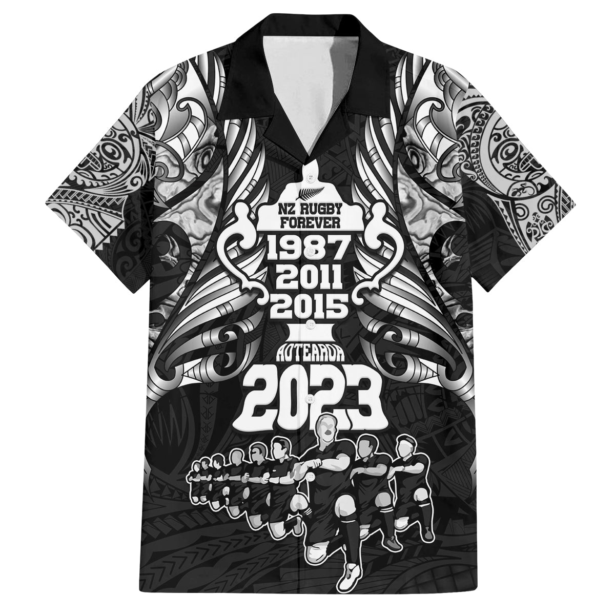 custom-new-zealand-rugby-family-matching-tank-maxi-dress-and-hawaiian-shirt-black-haka-dance-with-nz-champions-history