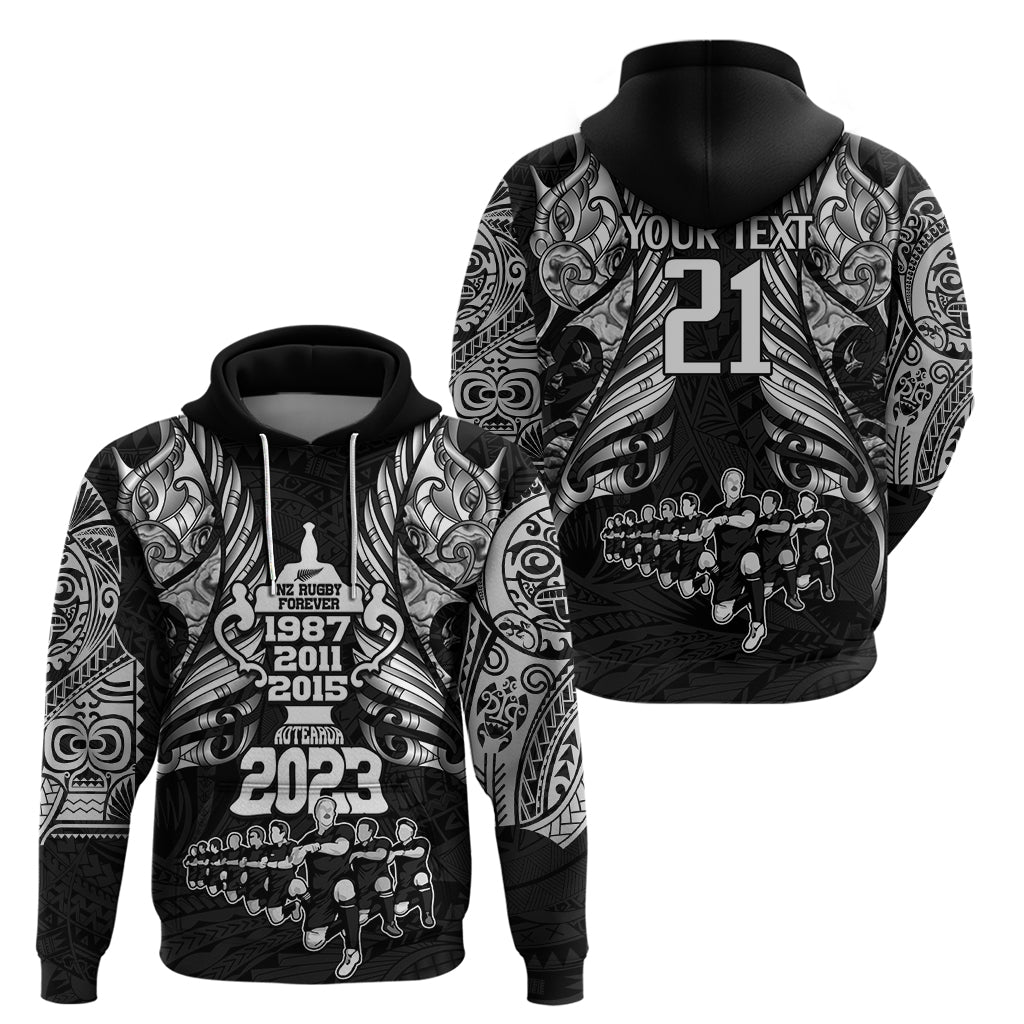 Custom New Zealand Rugby Hoodie Black Haka Dance With NZ Champions History LT9 - Vibe Hoodie Shop