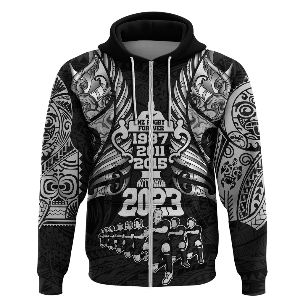 Custom New Zealand Rugby Hoodie Black Haka Dance With NZ Champions History LT9 - Vibe Hoodie Shop