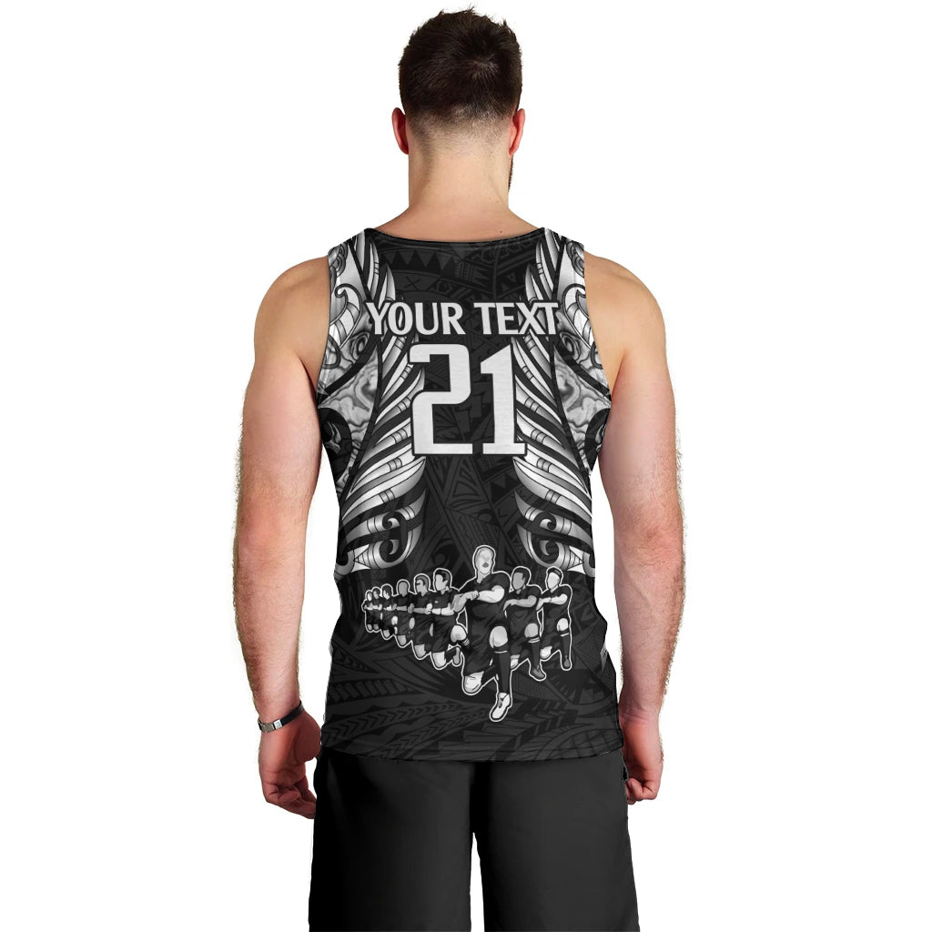 Custom New Zealand Rugby Men Tank Top Black Haka Dance With NZ Champions History - Vibe Hoodie Shop