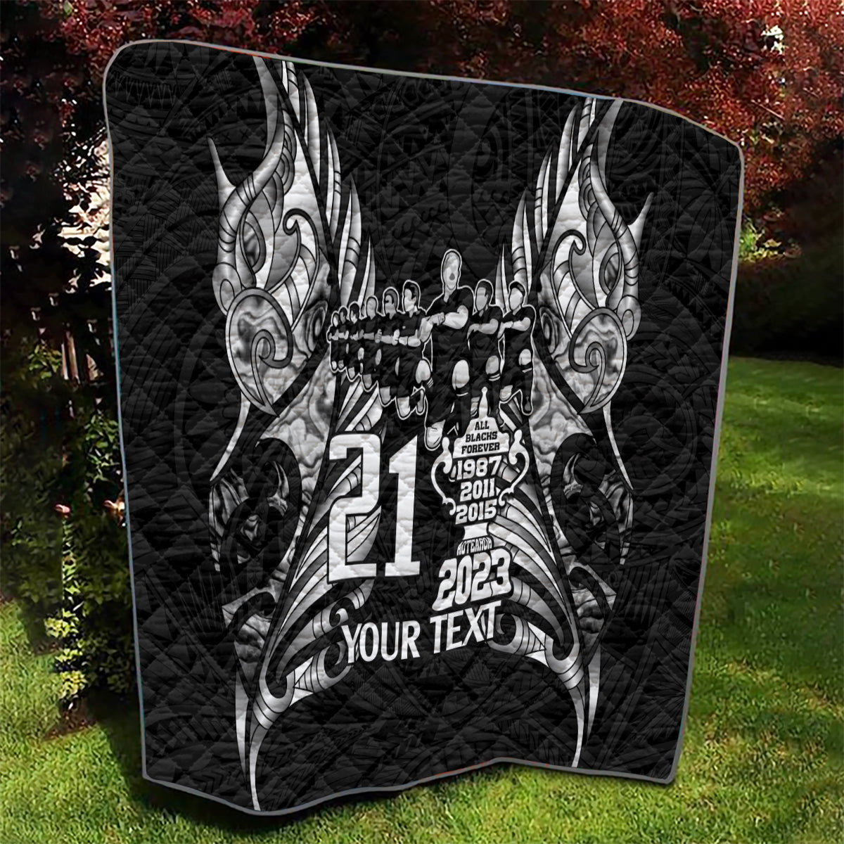 Custom New Zealand Rugby Quilt Black Haka Dance With NZ Champions History - Vibe Hoodie Shop