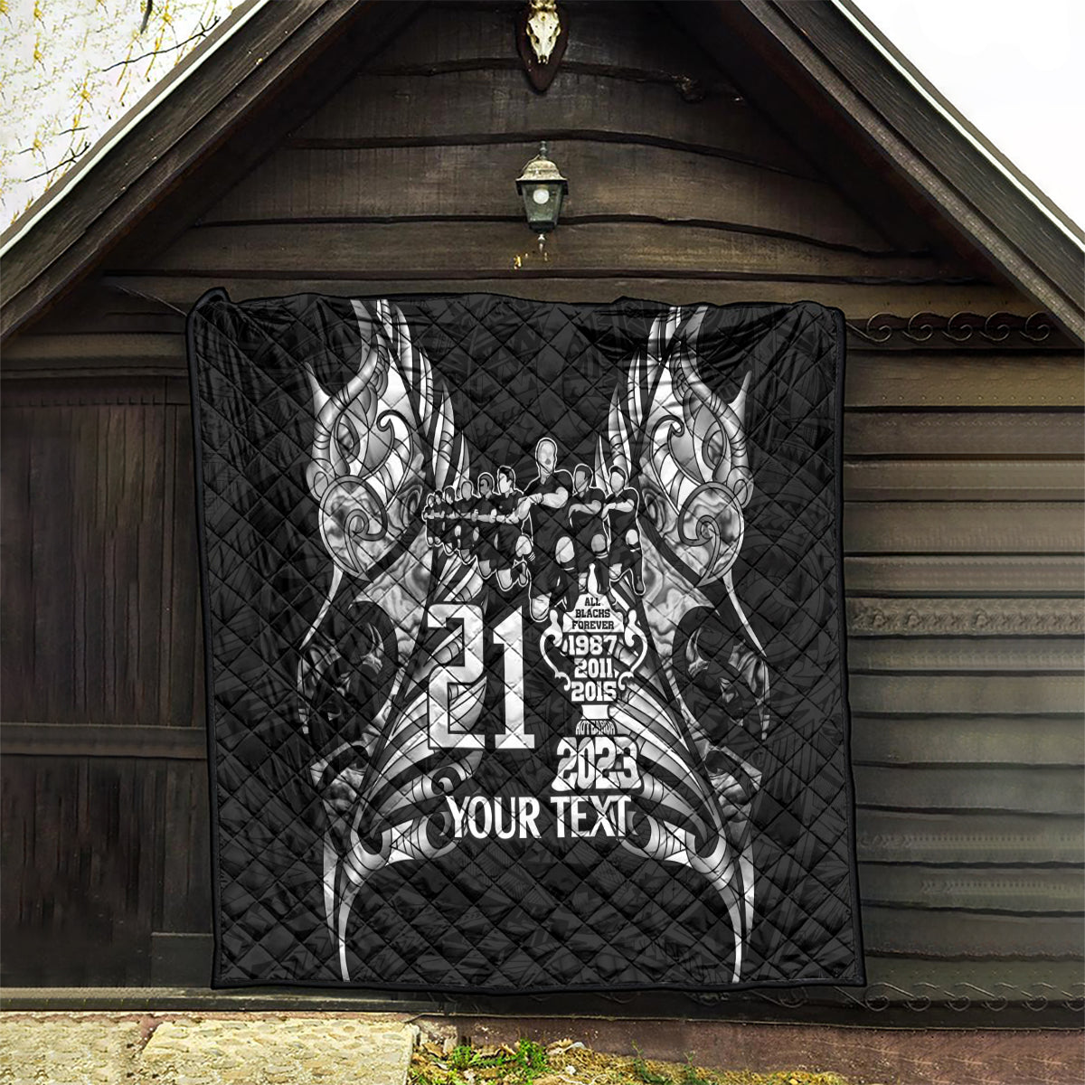 Custom New Zealand Rugby Quilt Black Haka Dance With NZ Champions History - Vibe Hoodie Shop