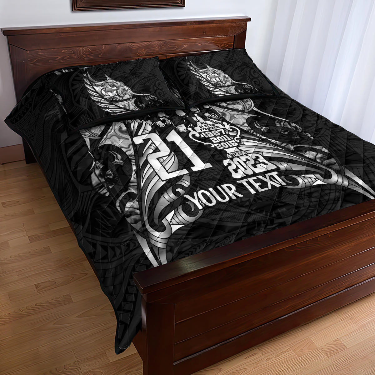 Custom New Zealand Rugby Quilt Bed Set Black Haka Dance With NZ Champions History - Vibe Hoodie Shop