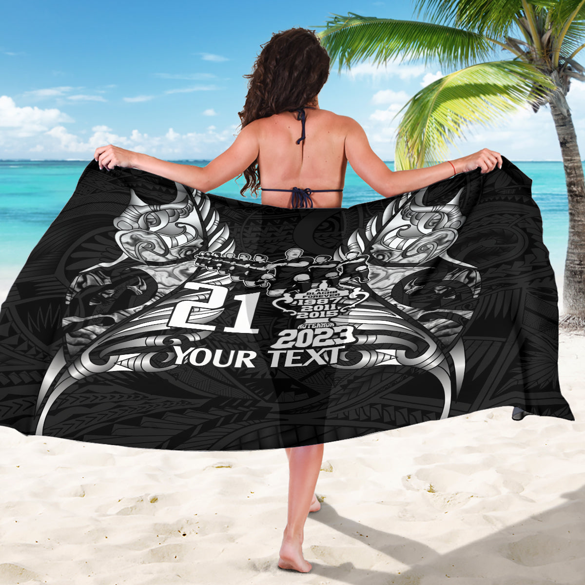 Custom New Zealand Rugby Sarong Black Haka Dance With NZ Champions History - Vibe Hoodie Shop